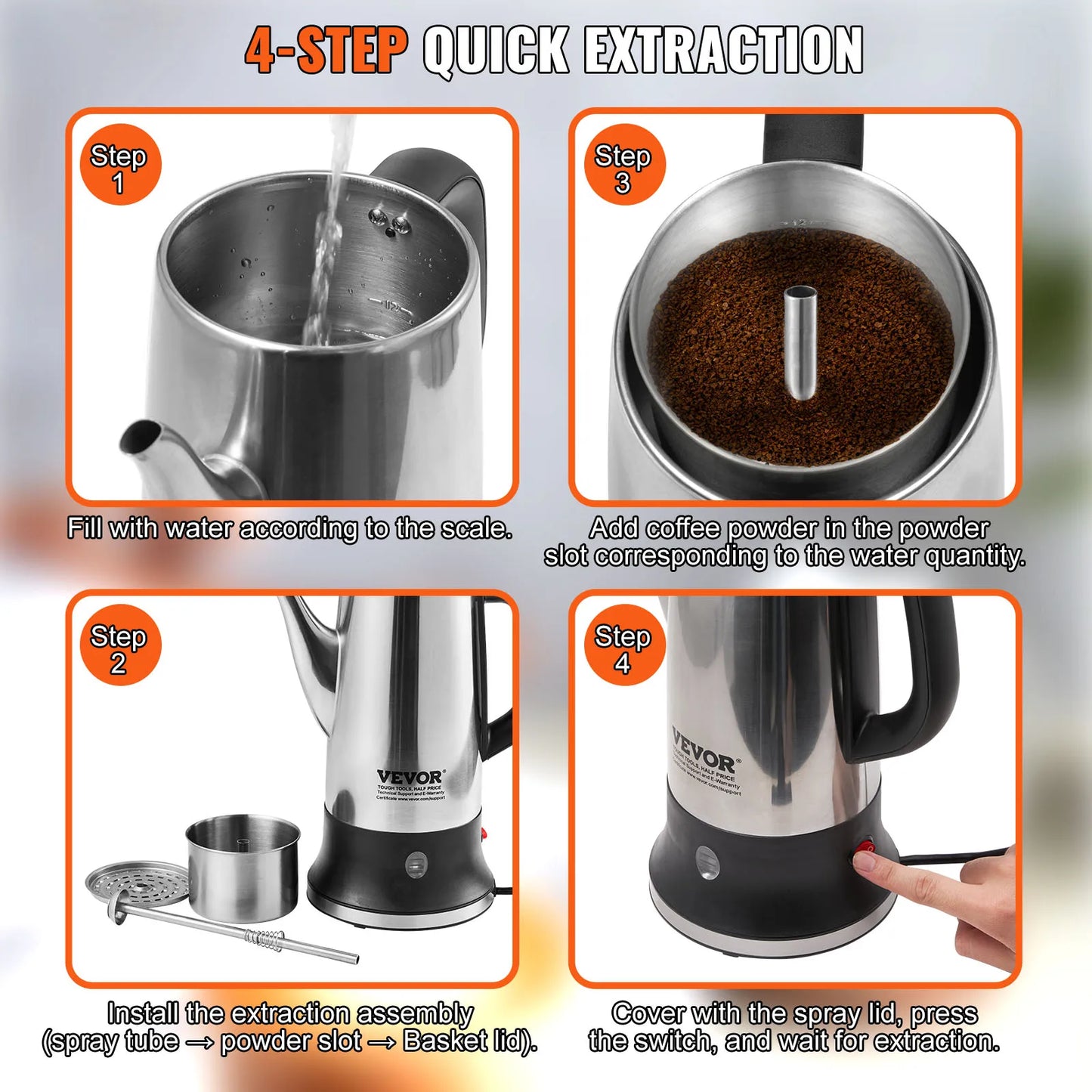 SucceBuy 12 Cup Electric Percolator Coffee Pot With Keep Warm Function