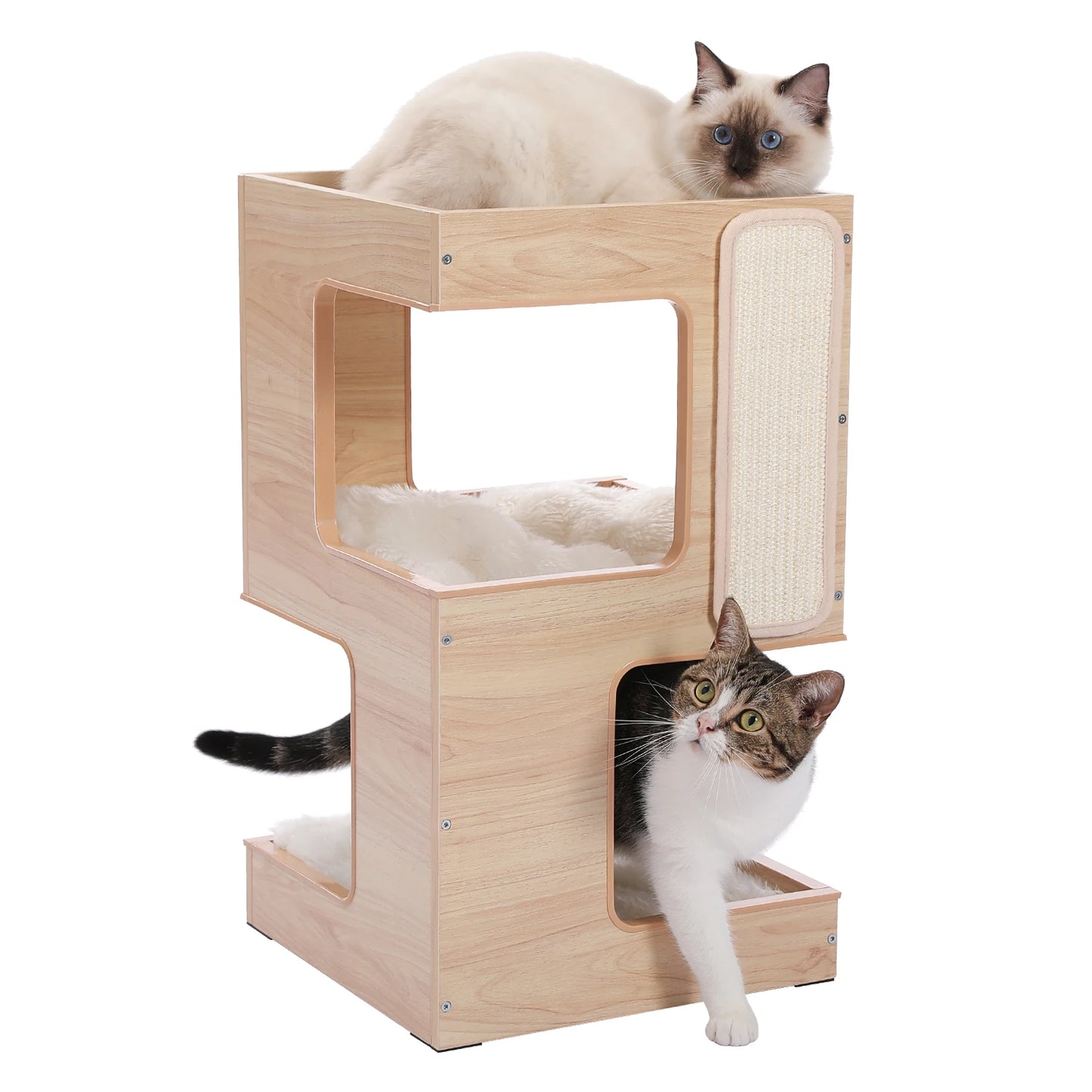 PAWZ Road Wood Cat Condo Bed With Scratching Pad Kitten