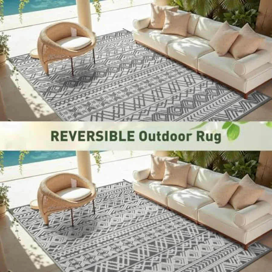 Outdoor Rug Carpet Waterproof Anti Slip Patio Mat Kilim Reversible
