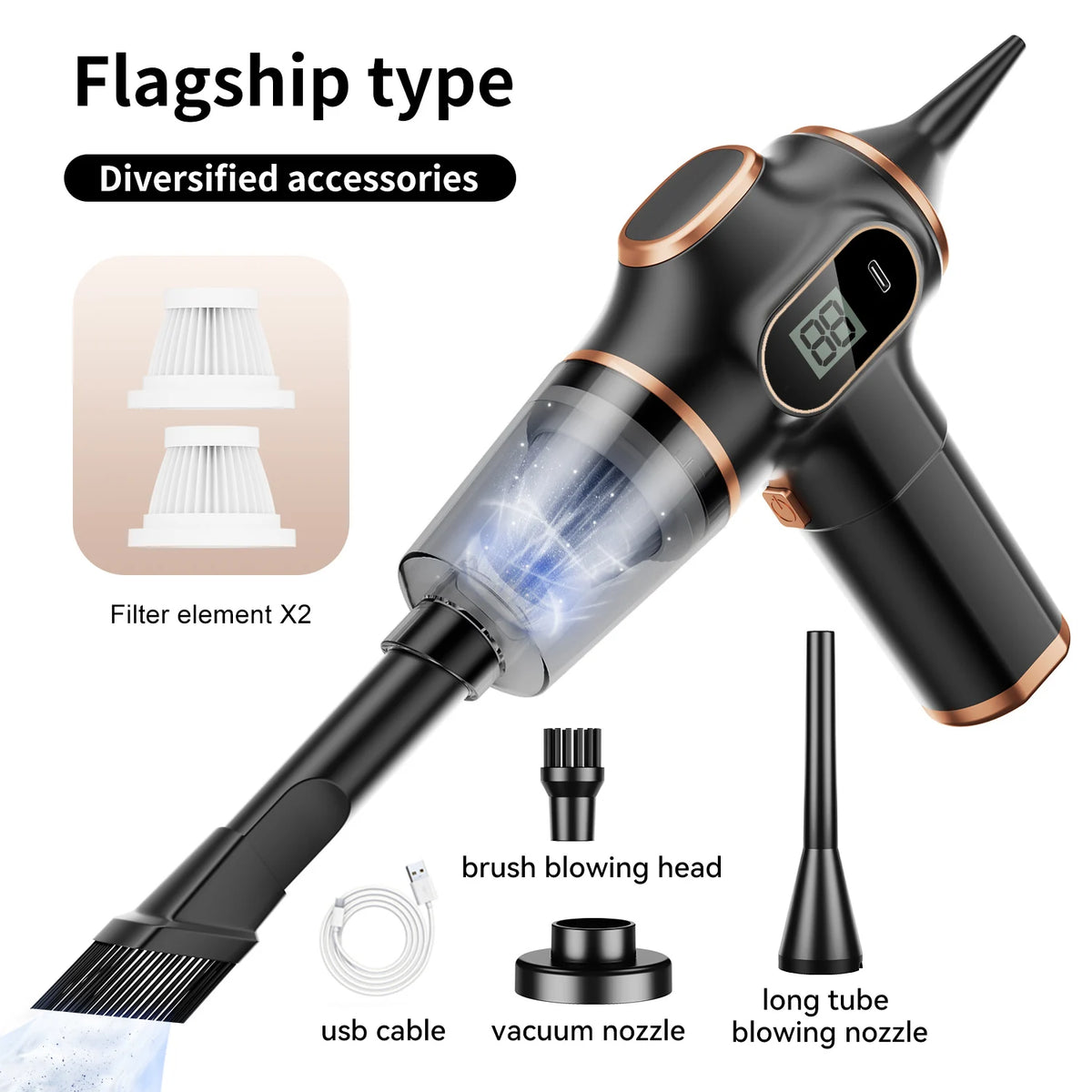 High Power Wireless Car Vacuum Cleaner With HEPA Filter