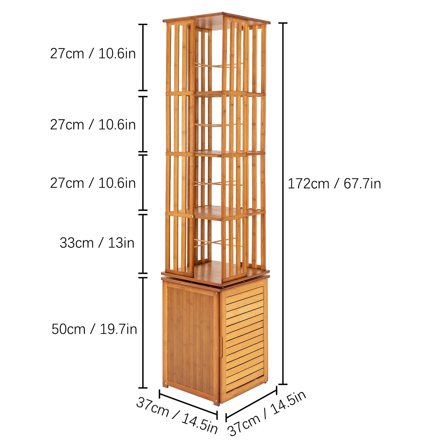 Bymaocar 6 Tier Corner Bamboo Book Shelf Rotating Display Rack