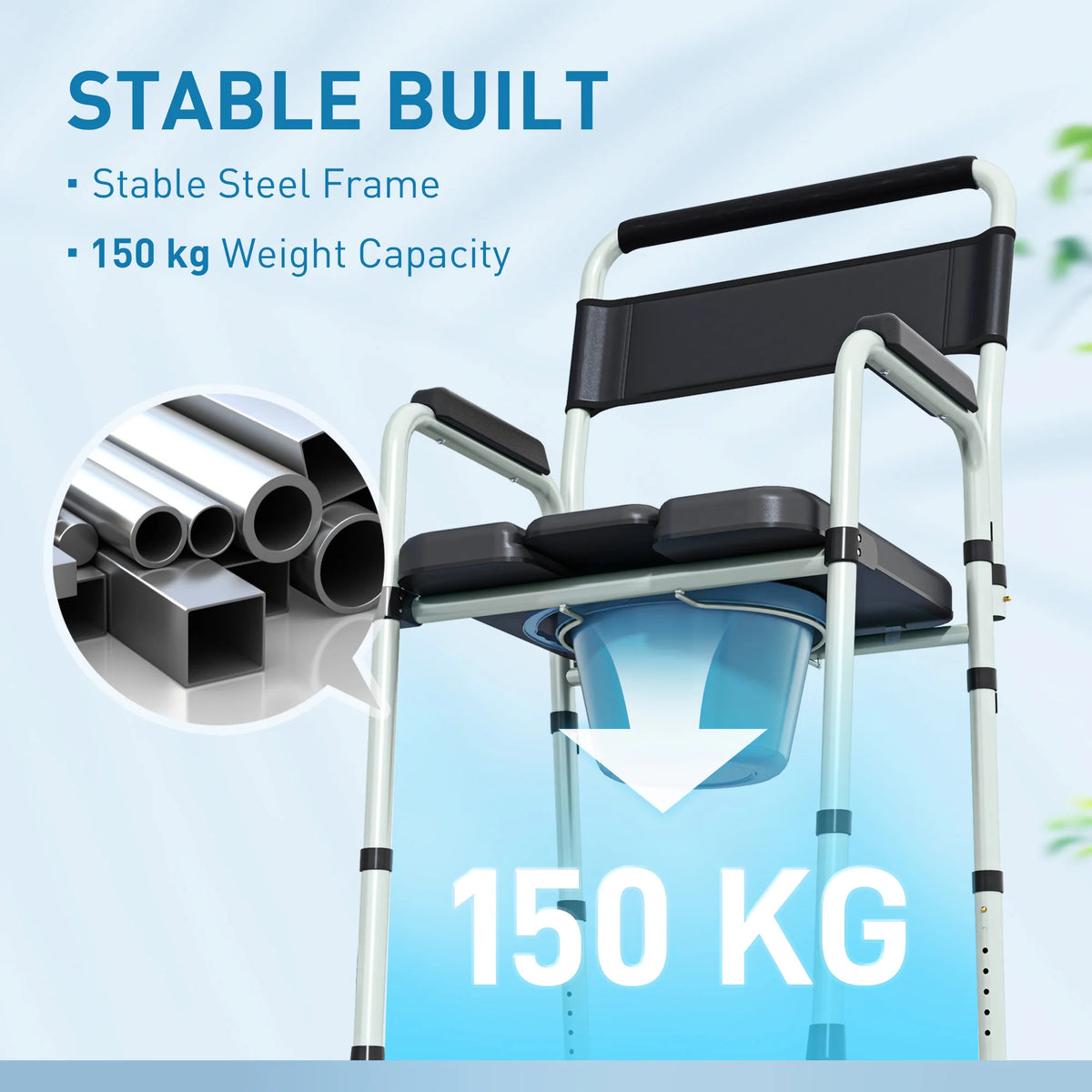Portable 4 In 1 Adjustable Bedside Commode Shower Chair