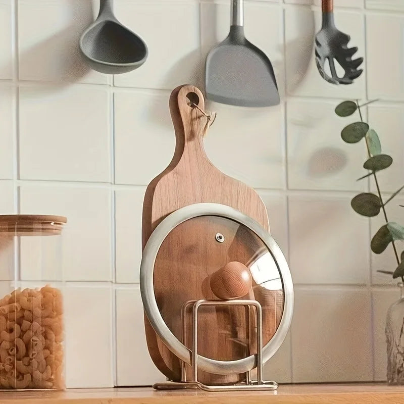 Space Saving Stainless Steel Heavy-Duty Pot Lid And Cutting Board Organizer Rack