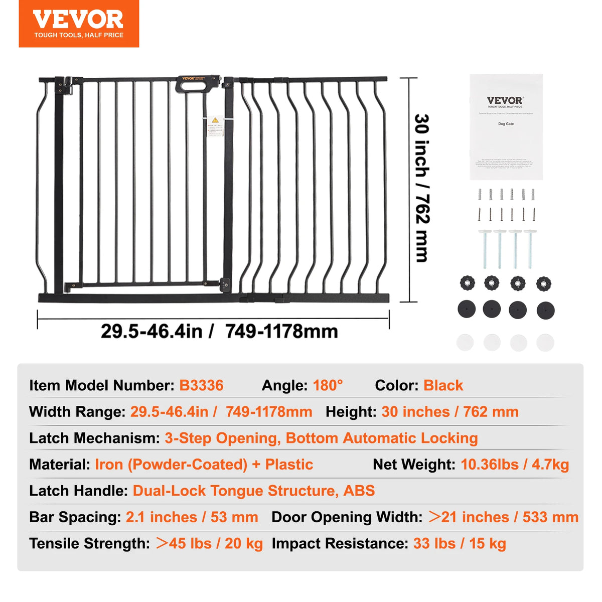 SucceBuy Pressure Mount Walk Through Baby Pet Safety Gate