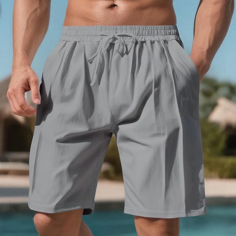Men's Quick Dry Linen Beach Shorts Drawstring Waist