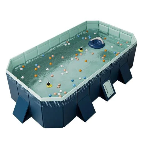 Foldable Large Rectangular Family Swimming Pool – Non-Inflatable Easy Setup Outdoor Above Ground Pool for Adults Kids Ideal Backyard