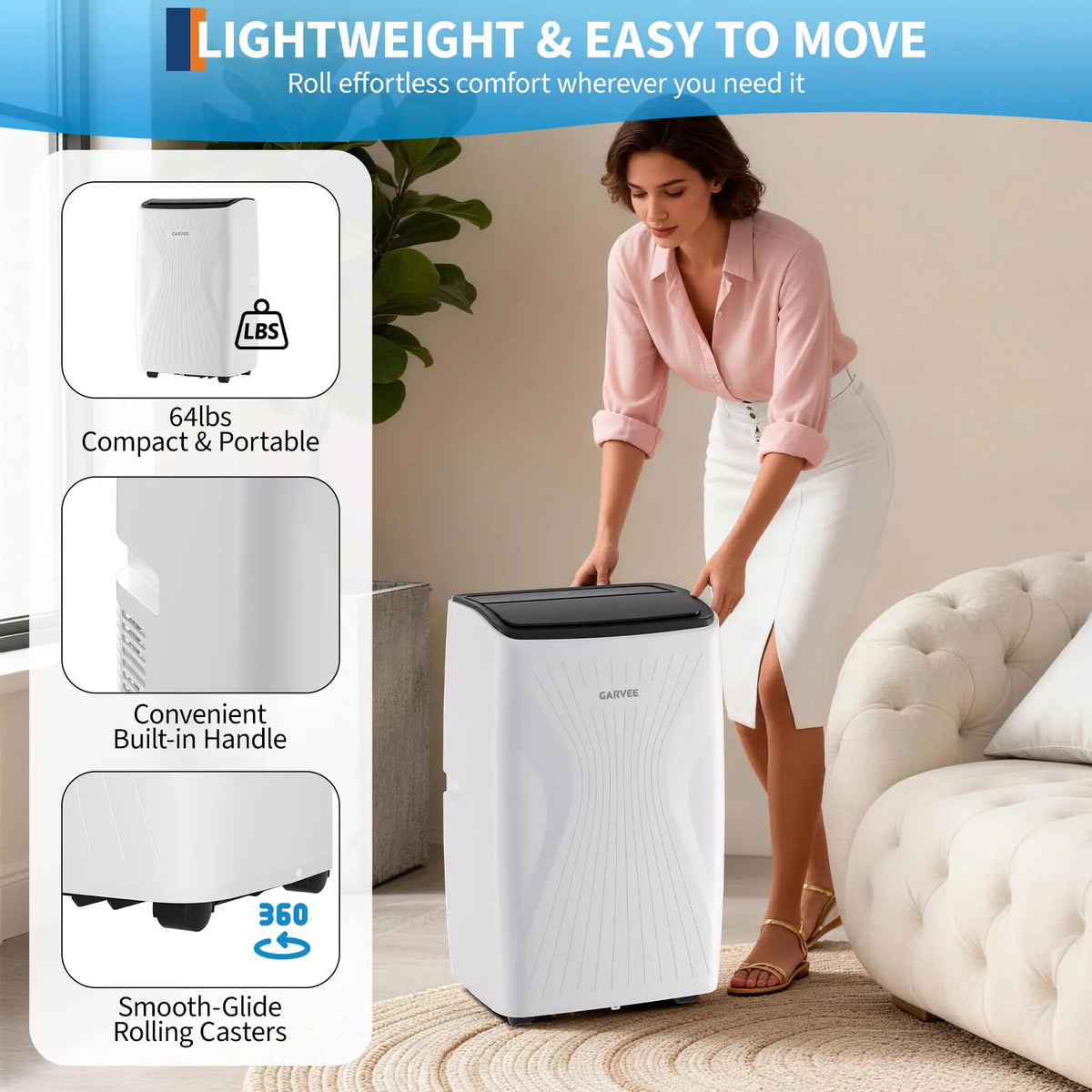 14000 BTU Portable Air Conditioners, Cools Up to 700 Sq.Ft, 3-in-1 Free standing AC Unit with Cooling, Dehumidifier & Fan Modes, LED Display, 24H Timer, Remote Control & Installation Kit