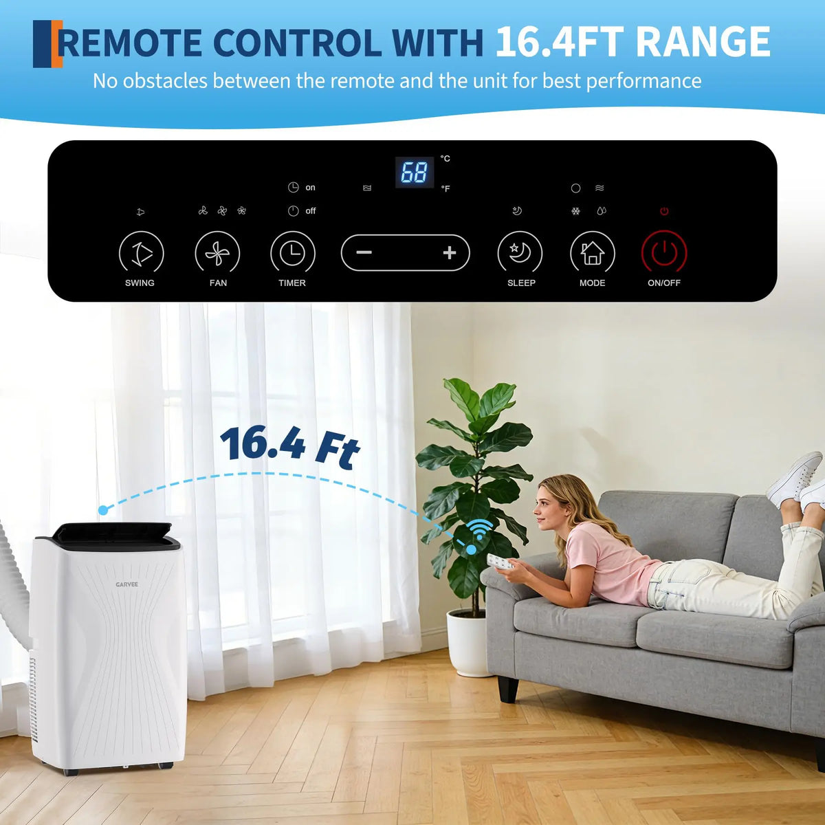 14000 BTU Portable Air Conditioners, Cools Up to 700 Sq.Ft, 3-in-1 Free standing AC Unit with Cooling, Dehumidifier & Fan Modes, LED Display, 24H Timer, Remote Control & Installation Kit