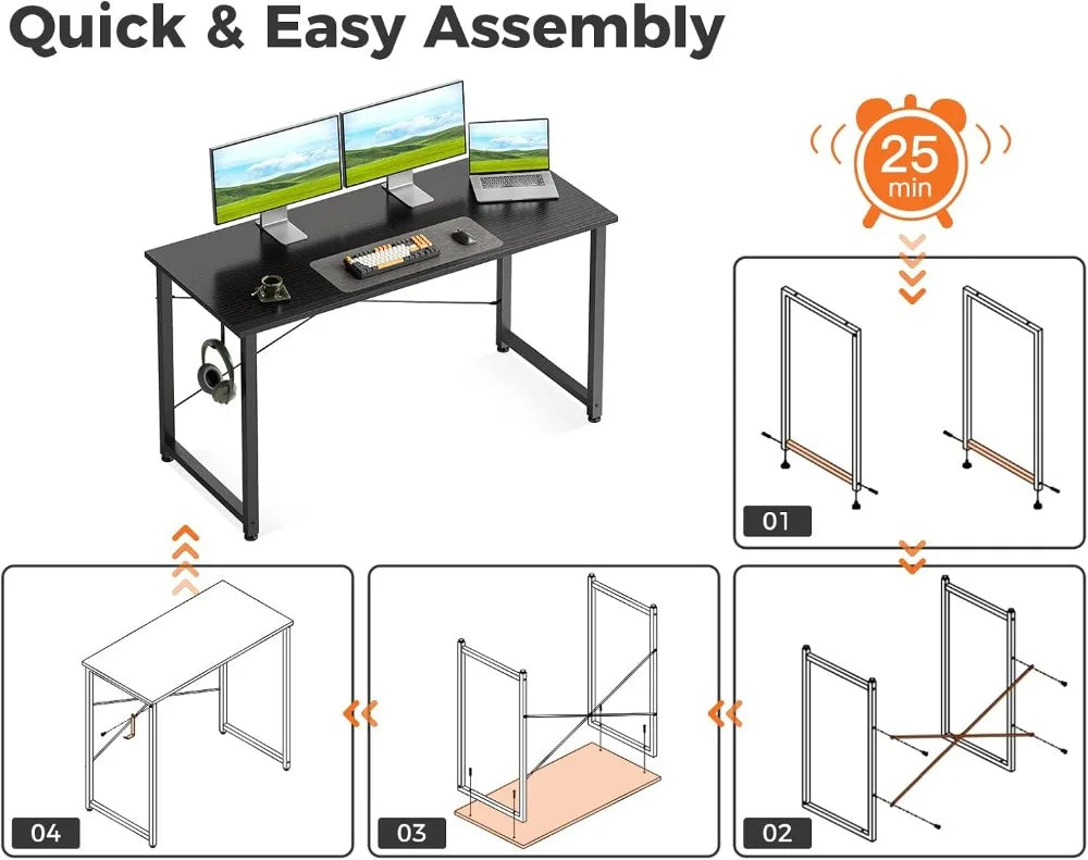 Compact Computer Desk With Headphone Hooks For Home Office