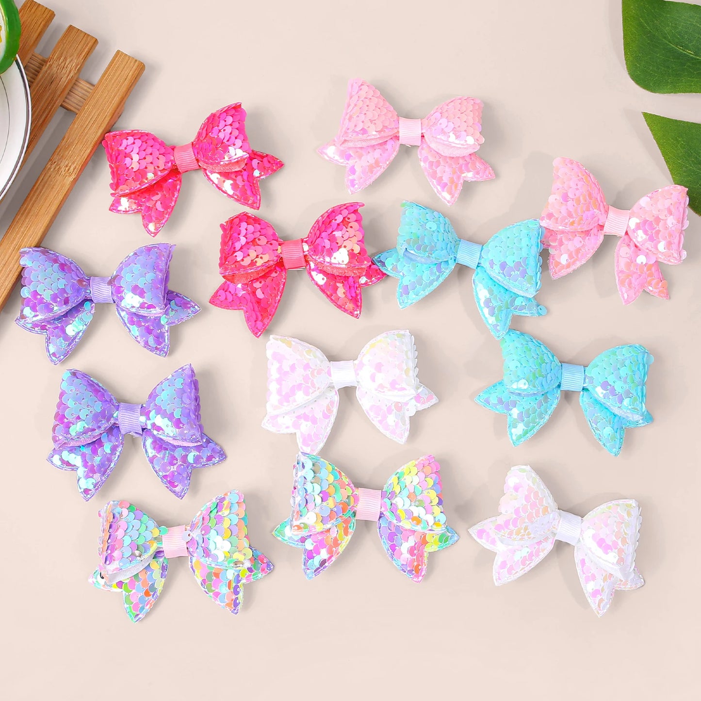 Cute Sequin Hair Bows for Girls and Kids Party Clips