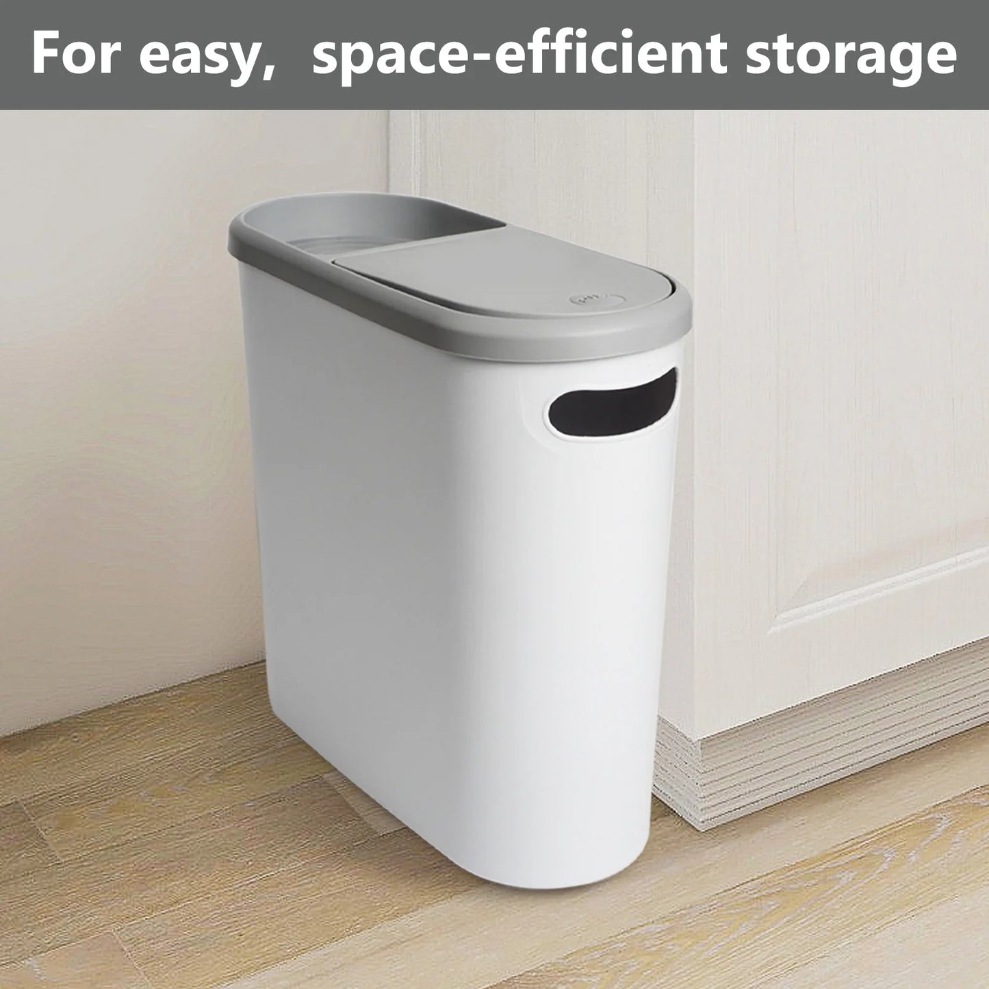 HANSMART Household Trash Bin With Lid Press-to Space Saving Bathroom Garbage Bin Kitchen Waste Can Living Room Storage Bin