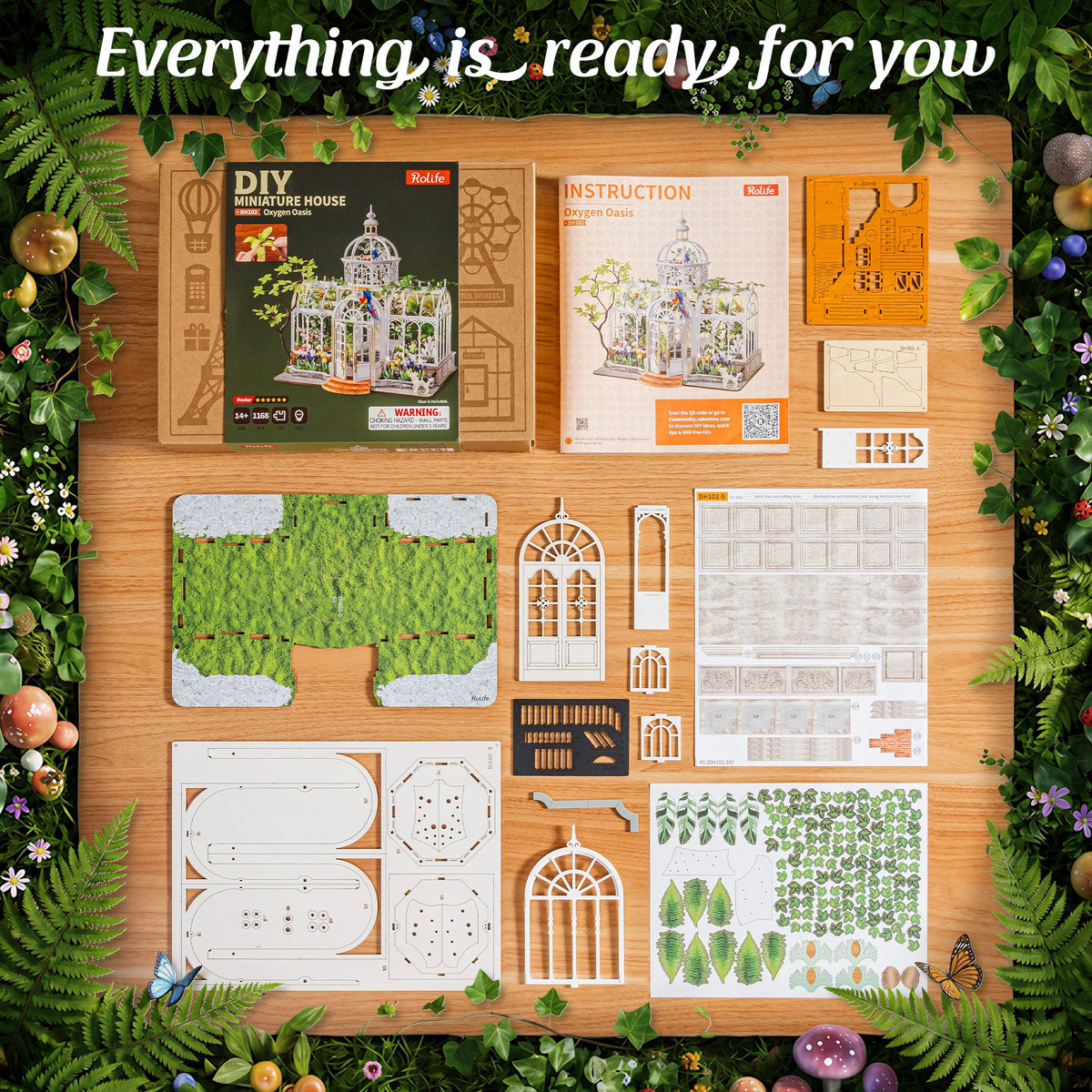 Rolife Wooden Dollhouse 3D Puzzle Oxygen Oasis Led Craft Kit