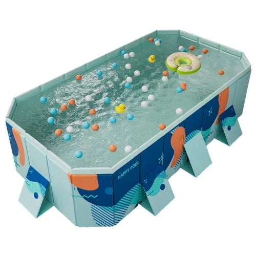 Foldable Large Rectangular Family Swimming Pool – Non-Inflatable Easy Setup Outdoor Above Ground Pool for Adults Kids Ideal Backyard