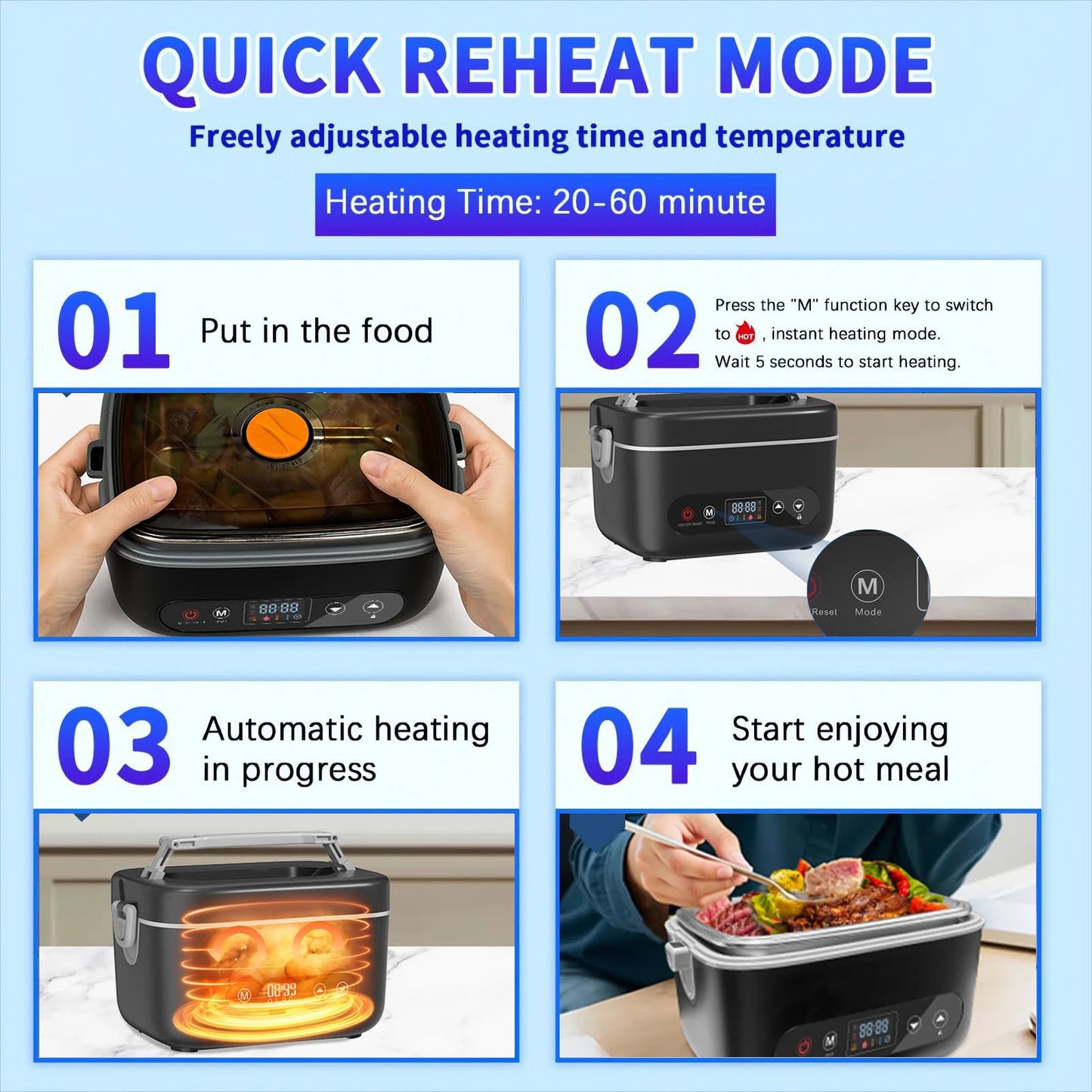 12000mAh Wireless Lunch Box Heater With Automatic Temperature Control