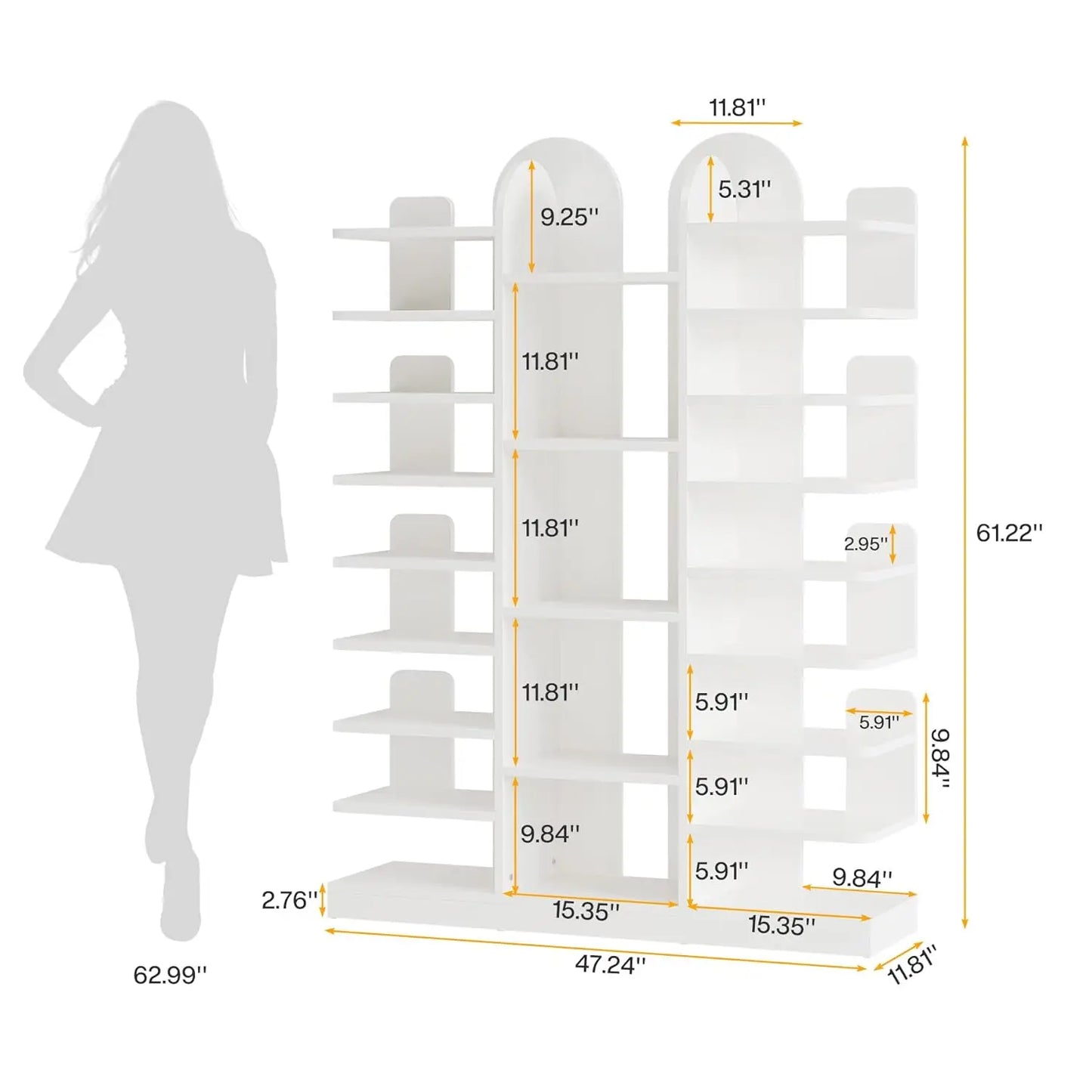 White Shoe Rack, 13-Tier Freestanding Tall Entryway Shoe Organizer with Open Shelves, 40 Pairs Wide Wooden Shoe, Customized