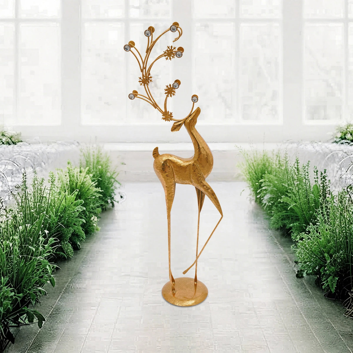 Freestanding Deer Statue Iron Plastic Home Decor Ornament