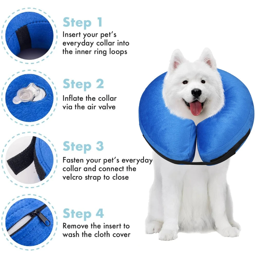 Inflatable Post Surgical Pet Recovery Collar For Dogs And Cats