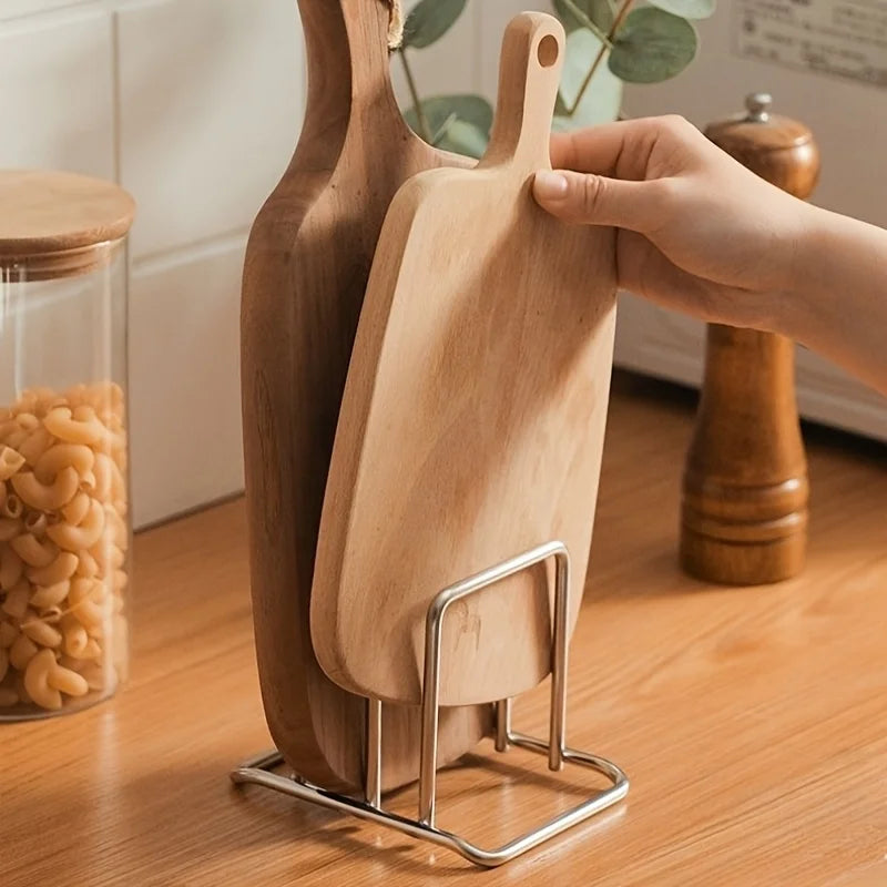 Space Saving Stainless Steel Heavy-Duty Pot Lid And Cutting Board Organizer Rack