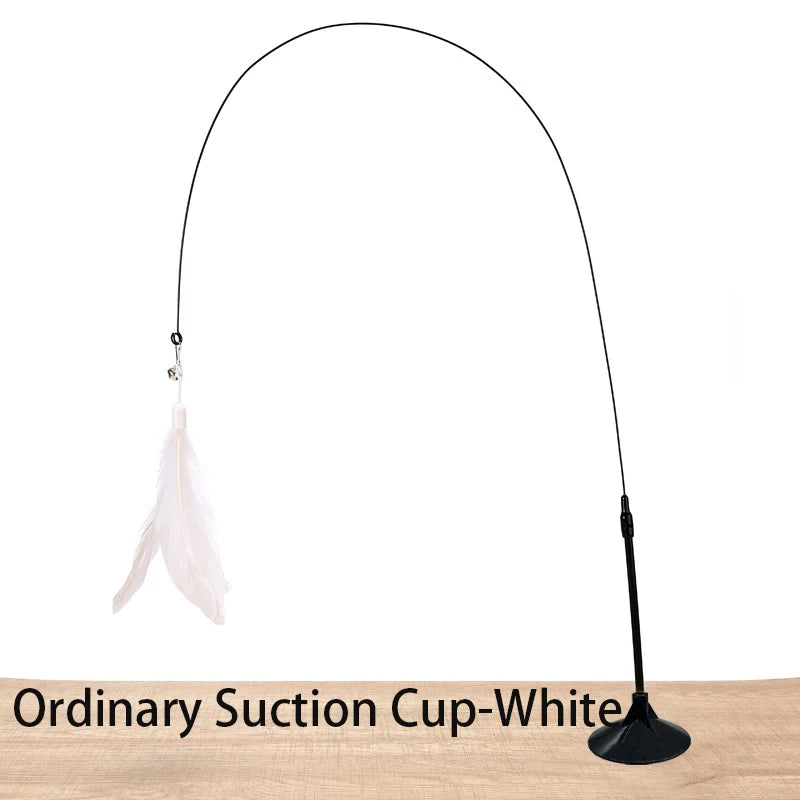 Interactive Cat Teaser Wand Toy With Feather And Suction Cup