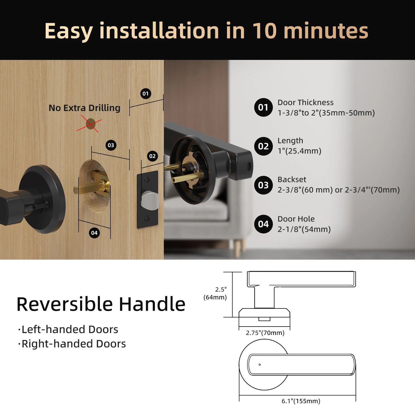 Viladepot Smart Lock Biometric Fingerprint Bluetooth App Control Keypad