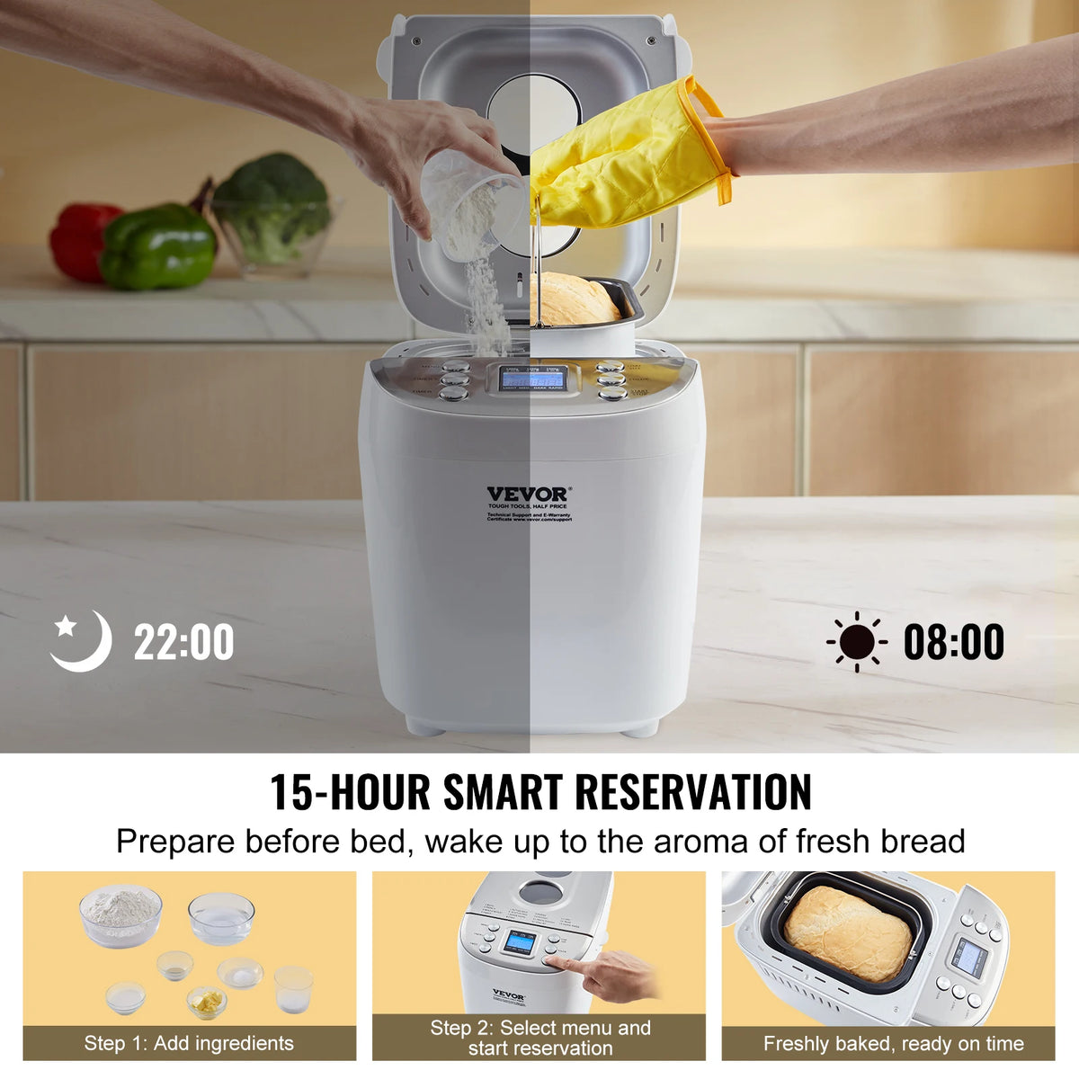 SucceBuy 15 Program Automatic Bread Maker With Gluten Free Setting
