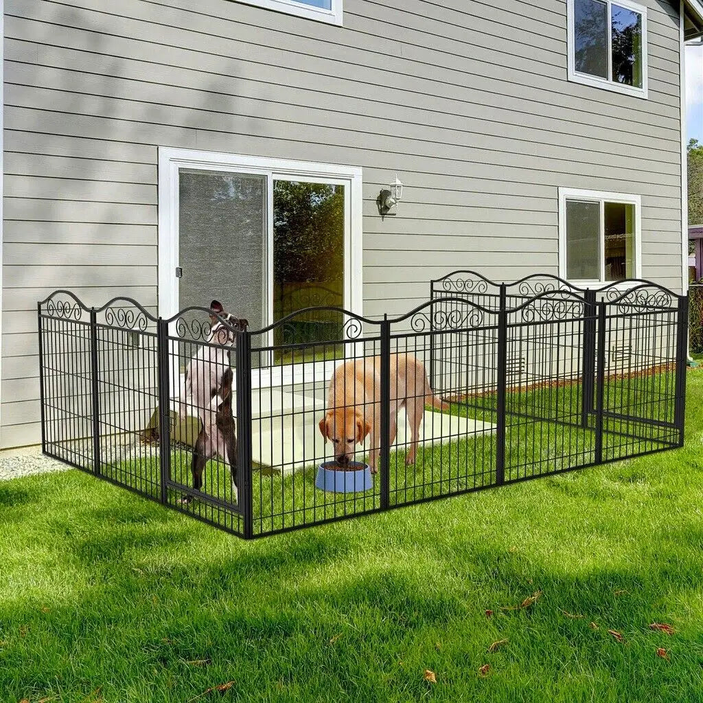 8 Panels Heavy Duty Metal Dog Playpen Indoor Outdoor Foldable Exercise Fence with Gate for Small/Medium Dogs