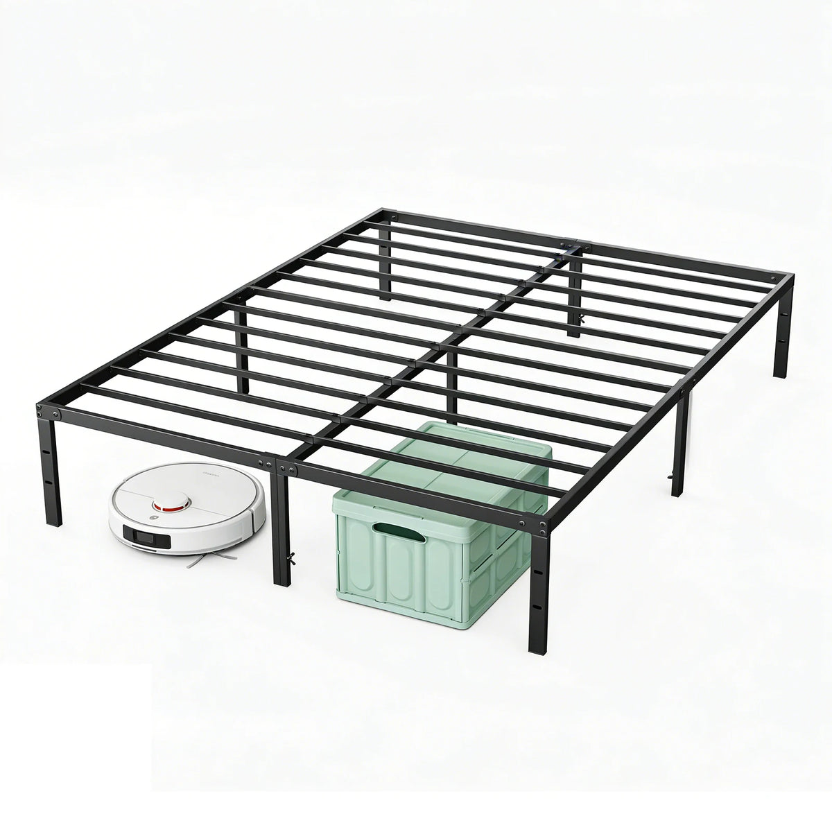 JHK Basic 12IN Twin Full Queen King Size Bed Frame Metal Platform Bedroom Frames with Storage Space Sturdy Steel Slat Support