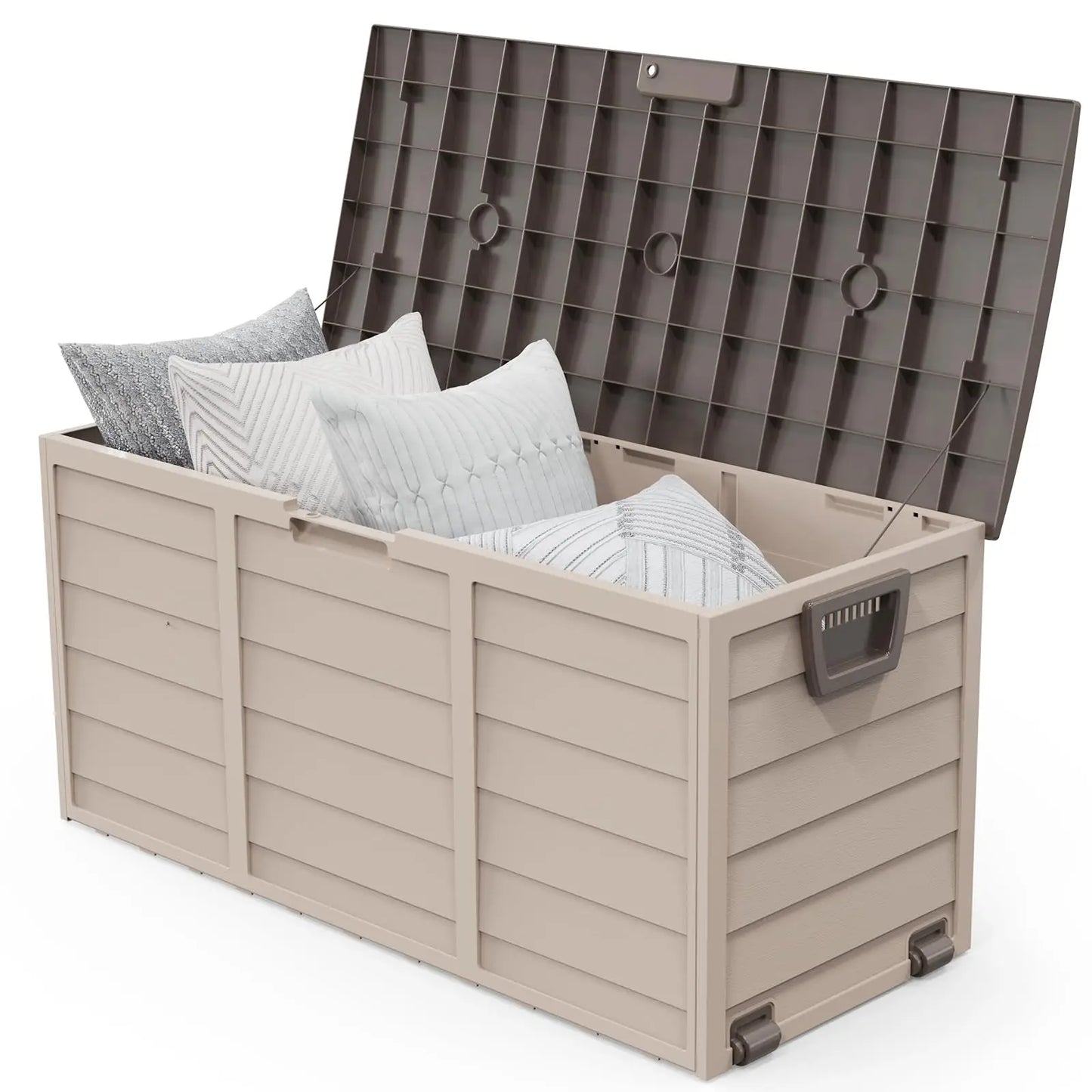 VINGLI 75 Gallon Outdoor Storage Box Lockable Plastic Deck Box Waterproof with Wheels for Garden Pool Patio Black