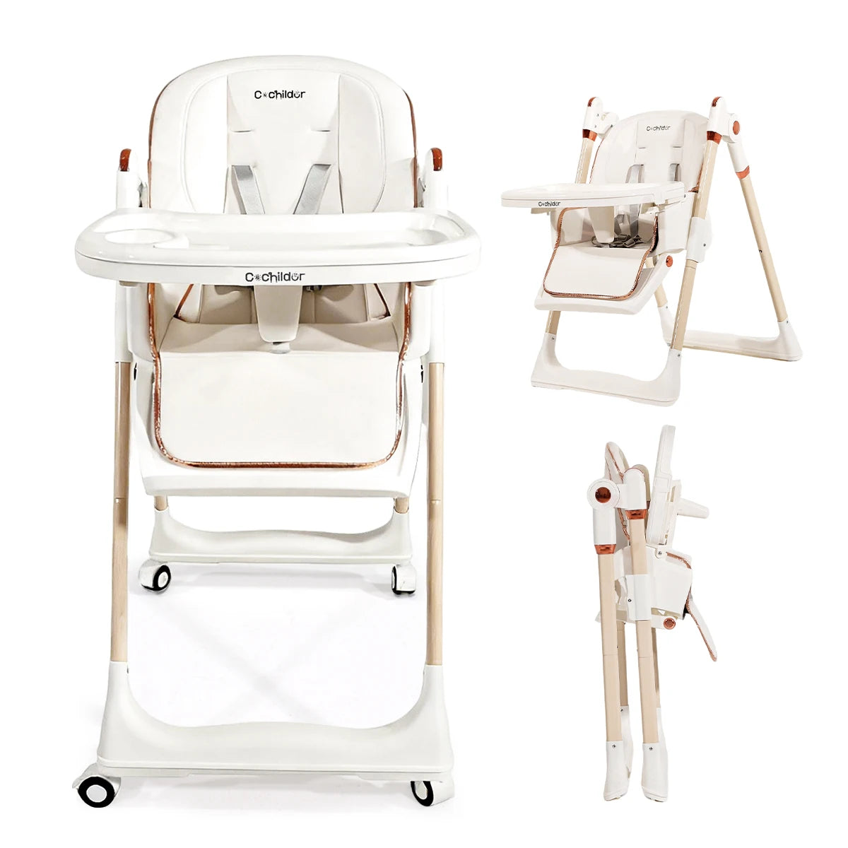 Cochildor Adjustable Toddler High Chair With Lockable Wheels