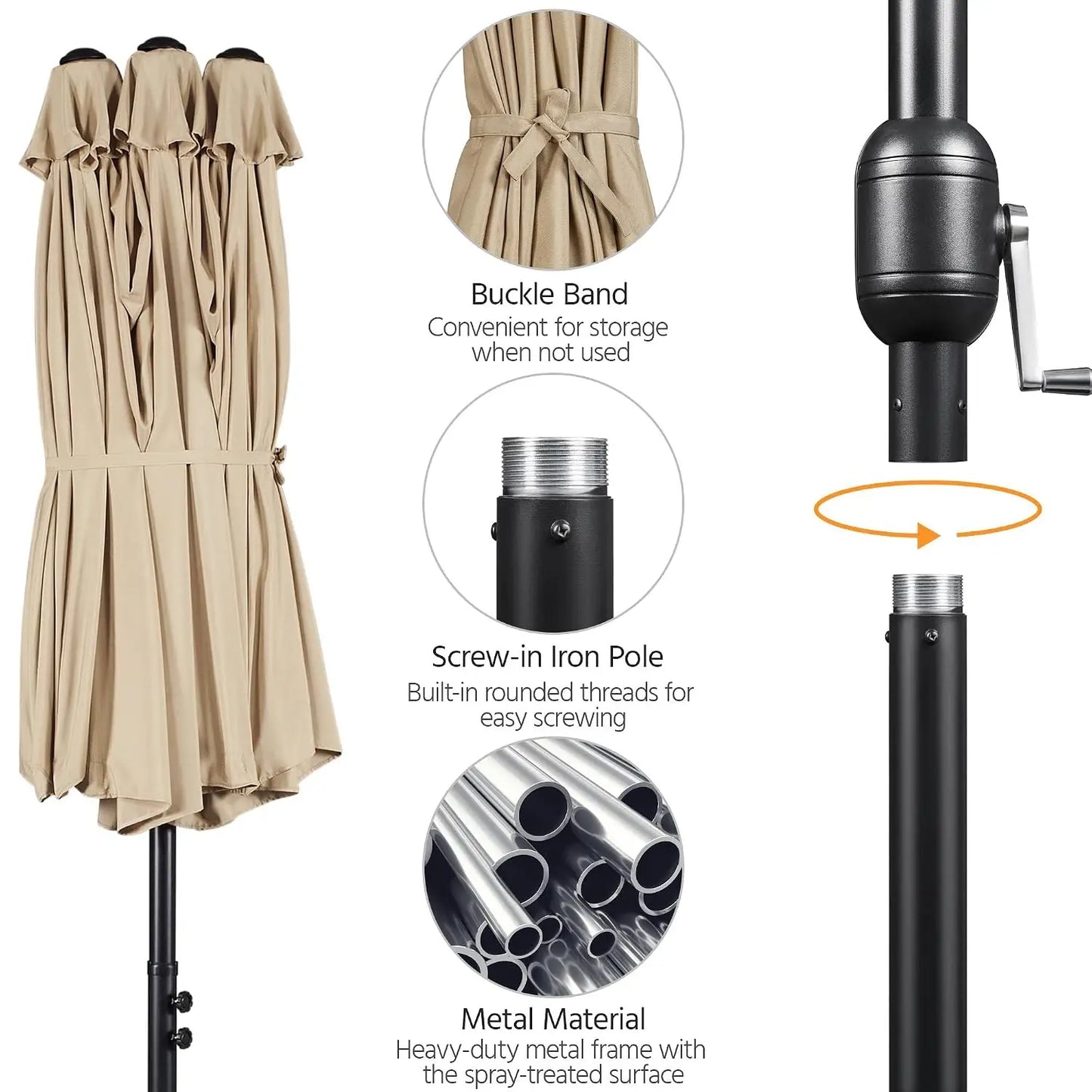 Double Sided Patio Market Umbrella With Base Included UV Resistant