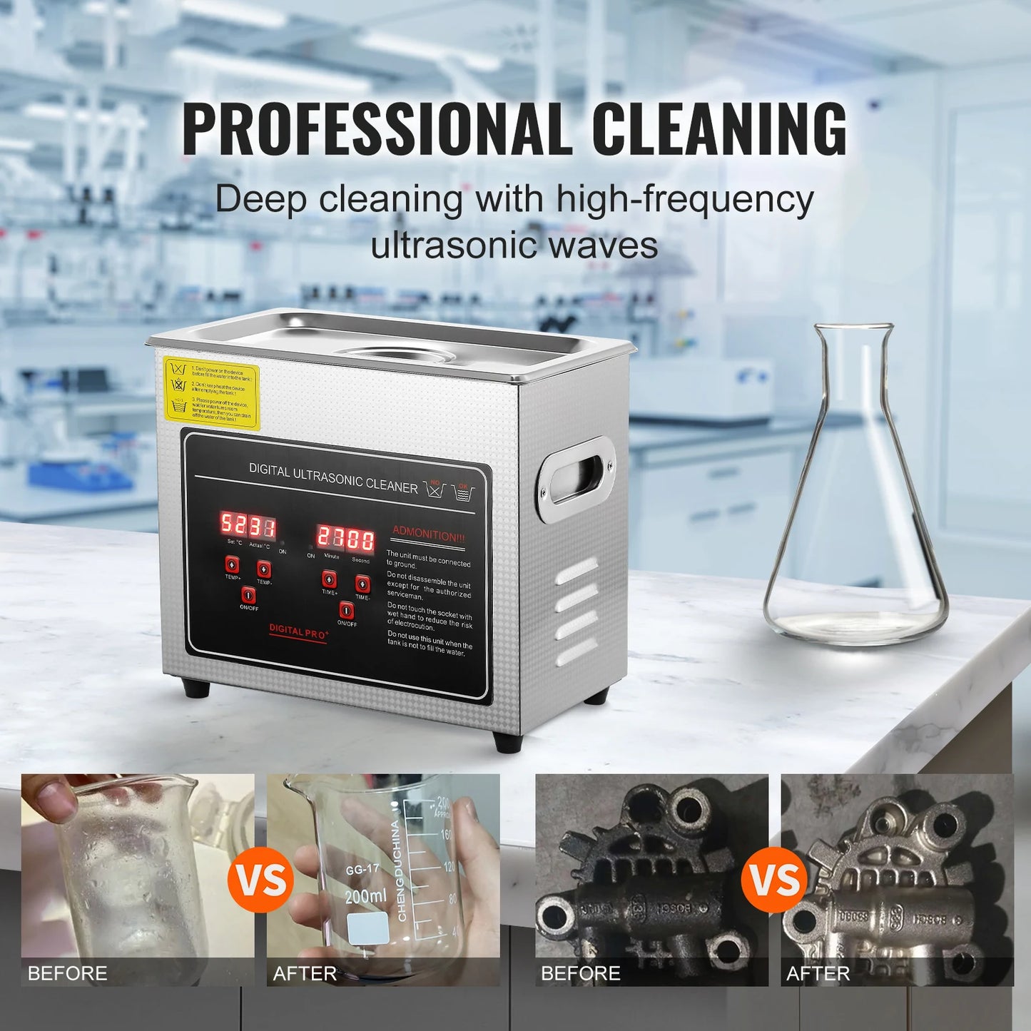 Succebuy Ultrasonic Cleaner Stainless Steel Portable Home Appliance