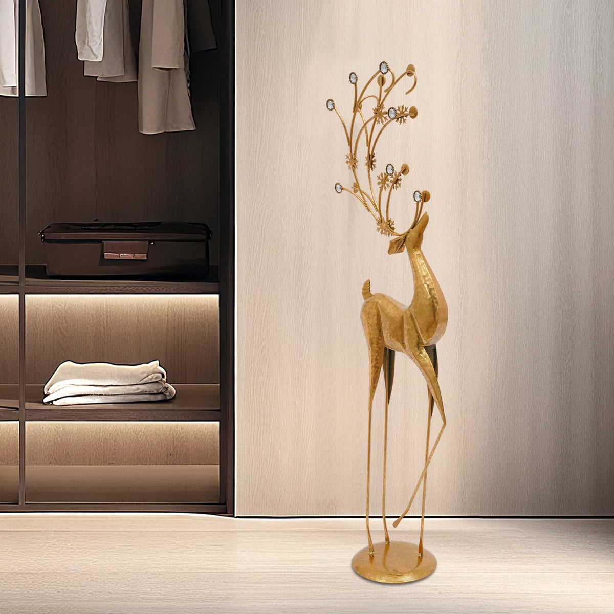 Freestanding Deer Statue Iron Plastic Home Decor Ornament