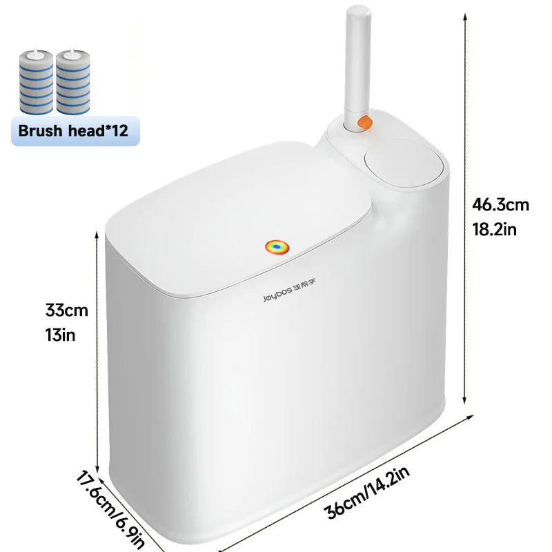 Joybos 2-In-1 Trash Can with Toilet Brush And Brush Head | White Modern Bathroom Narrow Seam Trash Can with Push-On Lid