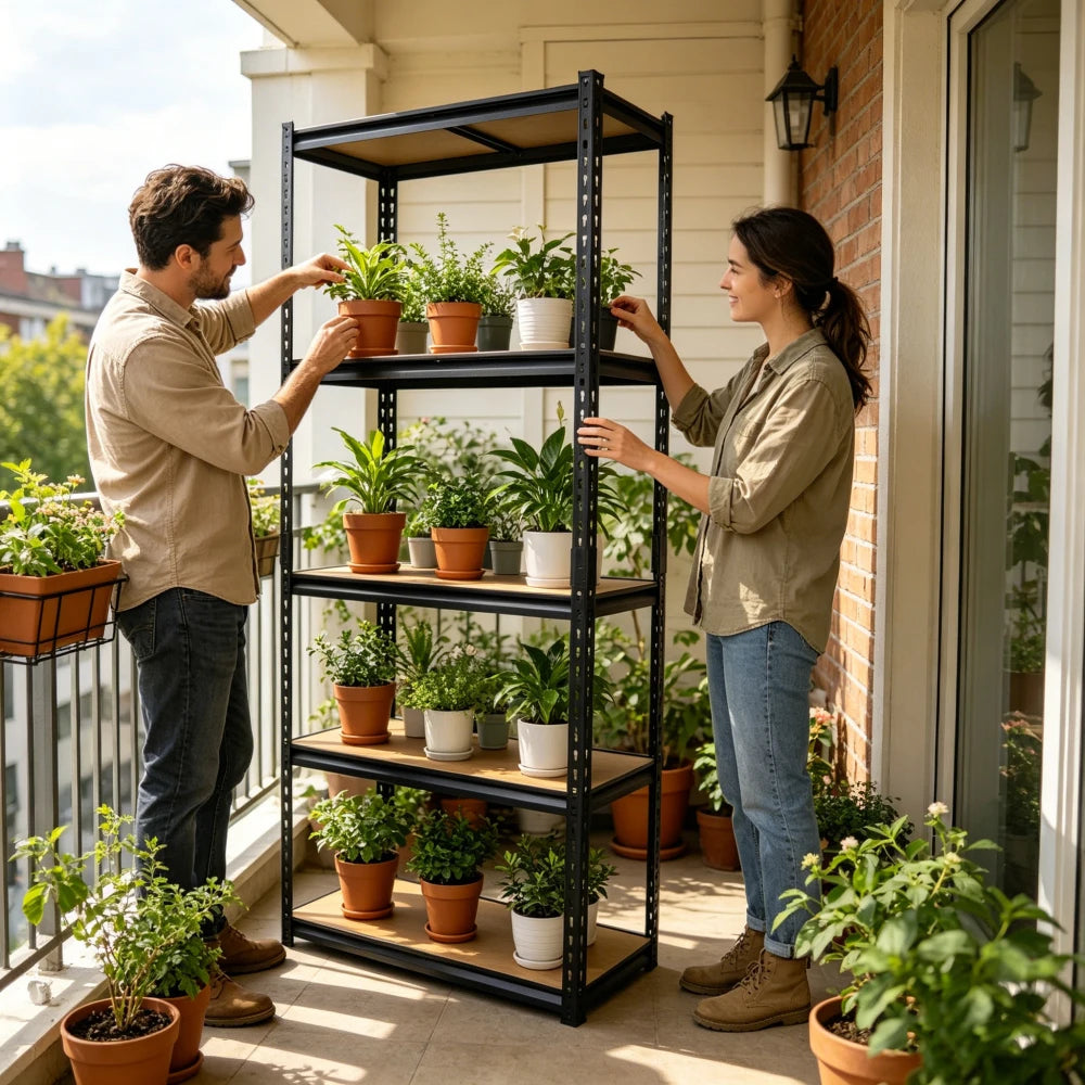 5-Tier Heavy Duty Garage Storage Shelving Unit 71"H×35.5"W×15.8"D Total 2000LBS Load Adjustable Layer MDF Metal Rack Tool-Free Quick Assembly