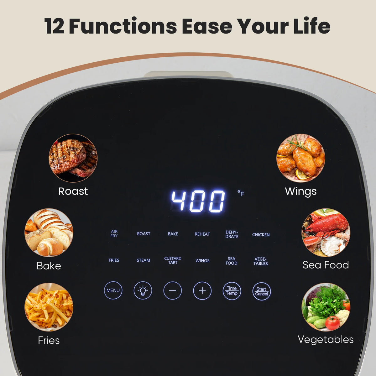 JHK Electric Air Fryer With Window And Multi Cook Functions