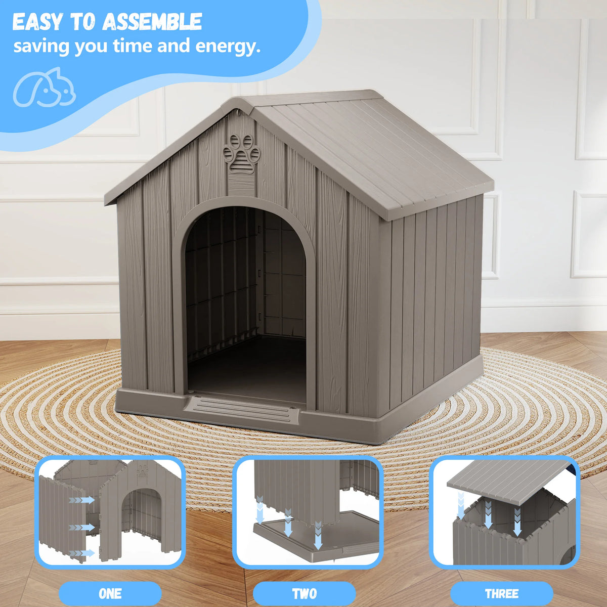 Weather Resistant Plastic Outdoor Dog House With Ventilated Design