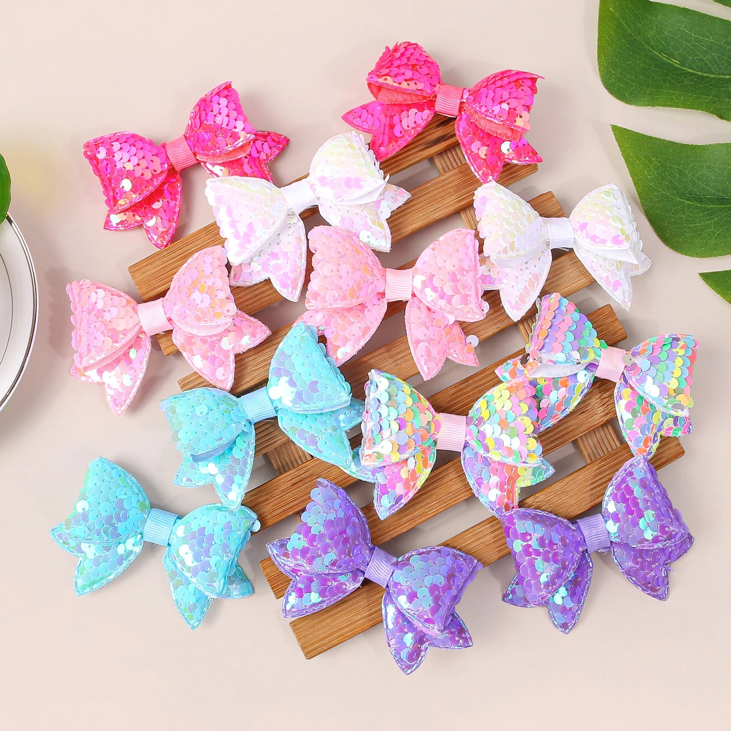 Cute Sequin Hair Bows for Girls and Kids Party Clips