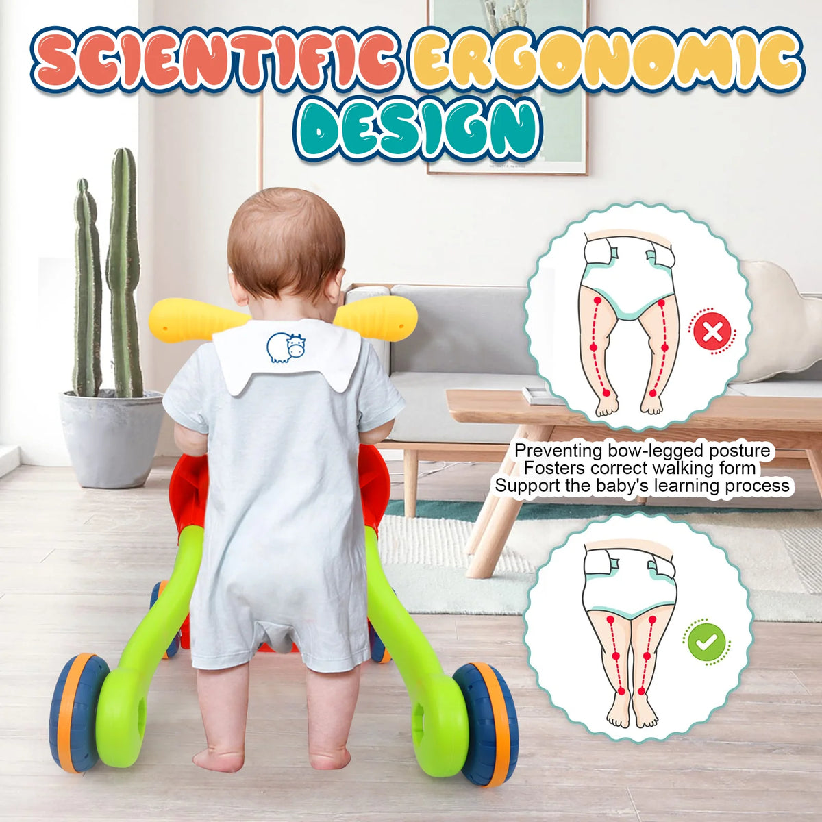 LLParty Toddler Walking Cart Interactive Early Learning Push Toy