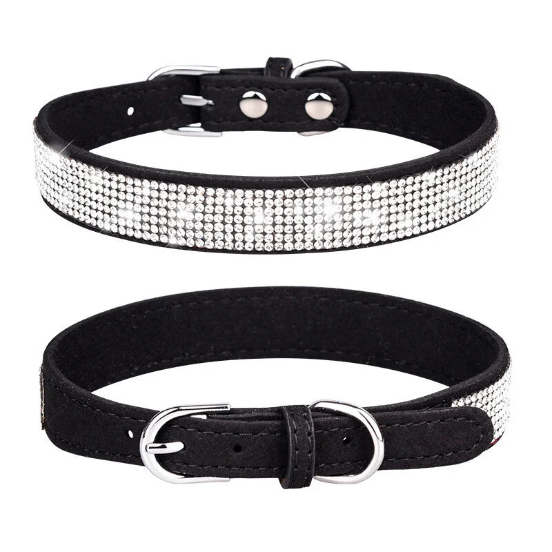 Rhinestone Leather Dog Collar For Chihuahua And Cats