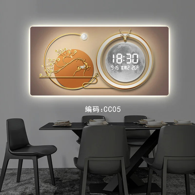 Light Luxury Digital Display Wall Clock With Quartz Movement