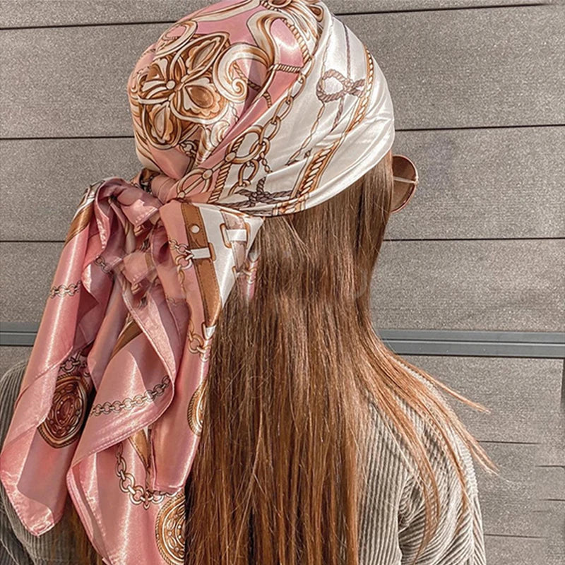 Square Polyester Scarf For Women Hijab Shawl Fashion Print Kerchief