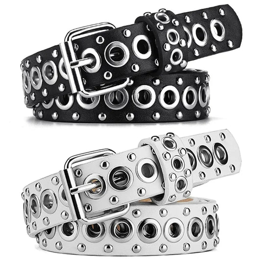 Womens Fashion Rivet Belt With Needle Buckle Street Style Y2K