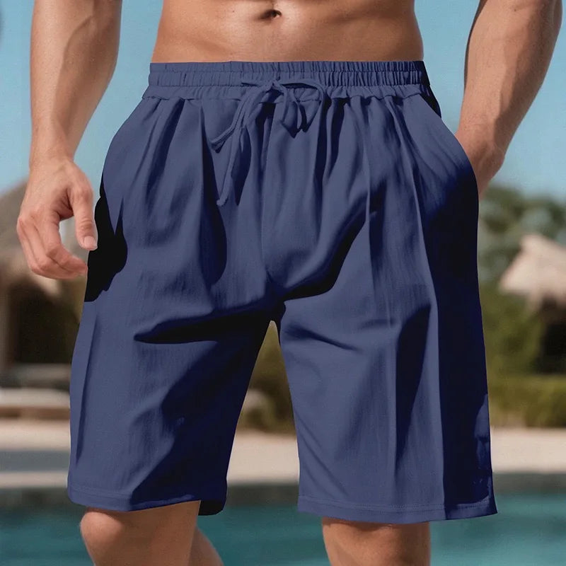 Men's Quick Dry Linen Beach Shorts Drawstring Waist