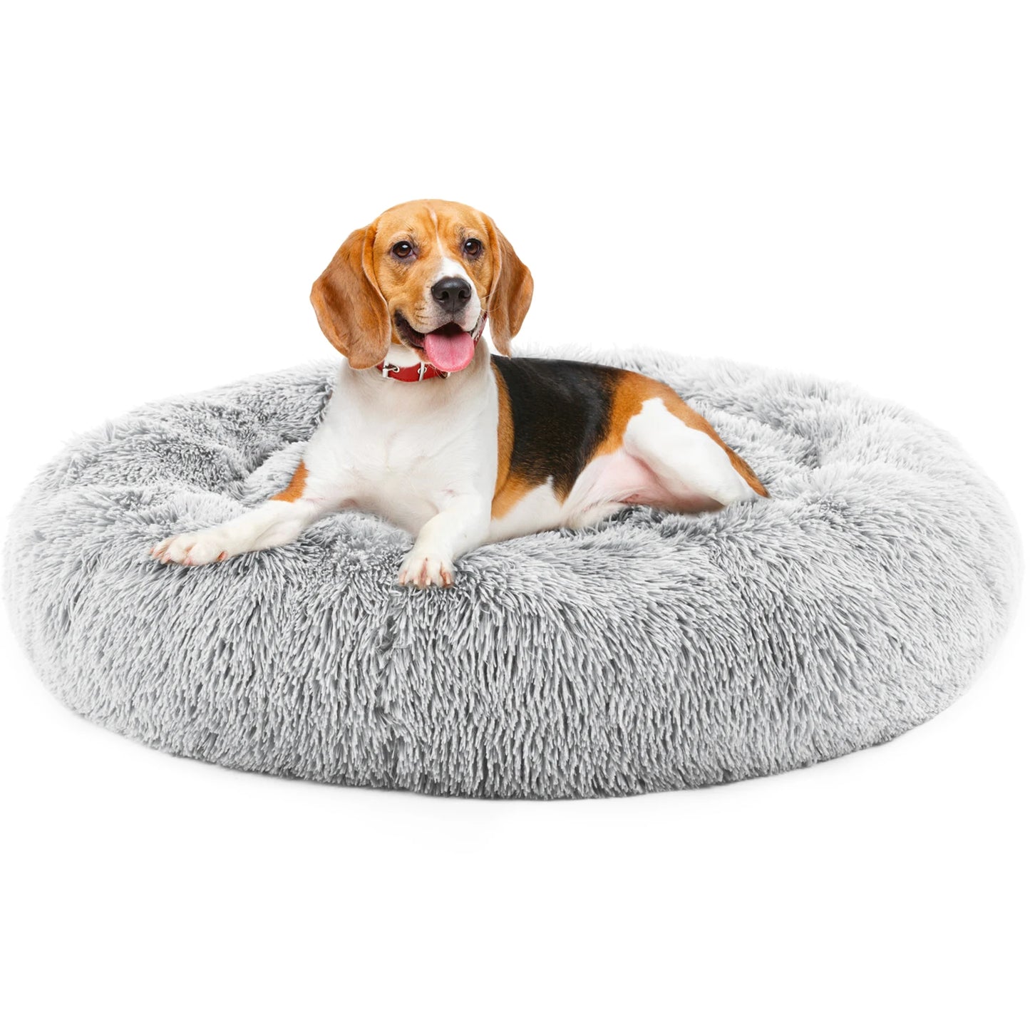 JHK Calming Dog Bed Plush Faux Fur Washable Anti Slip Round