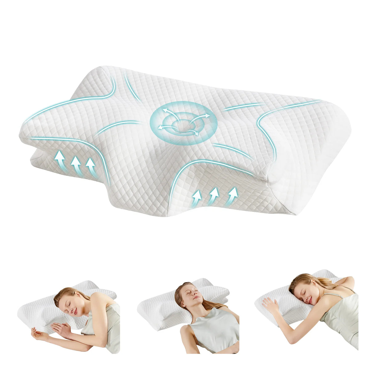 MCQ Ergonomic Cervical Pillow With Cooling Breathable Cover