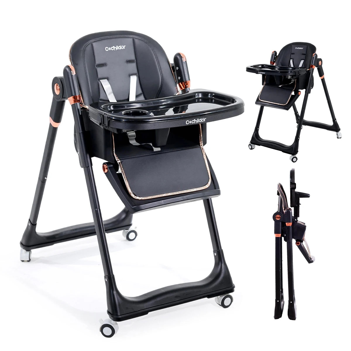 Cochildor Adjustable Toddler High Chair With Lockable Wheels