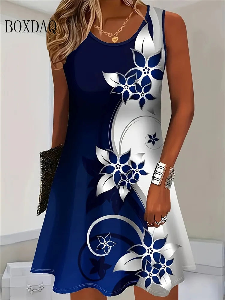 Women's Summer Bohemian Floral Sleeveless Casual Dress