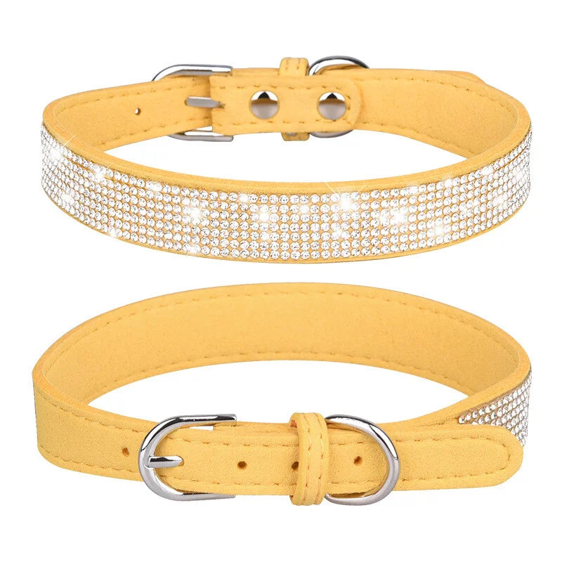 Rhinestone Leather Dog Collar For Chihuahua And Cats