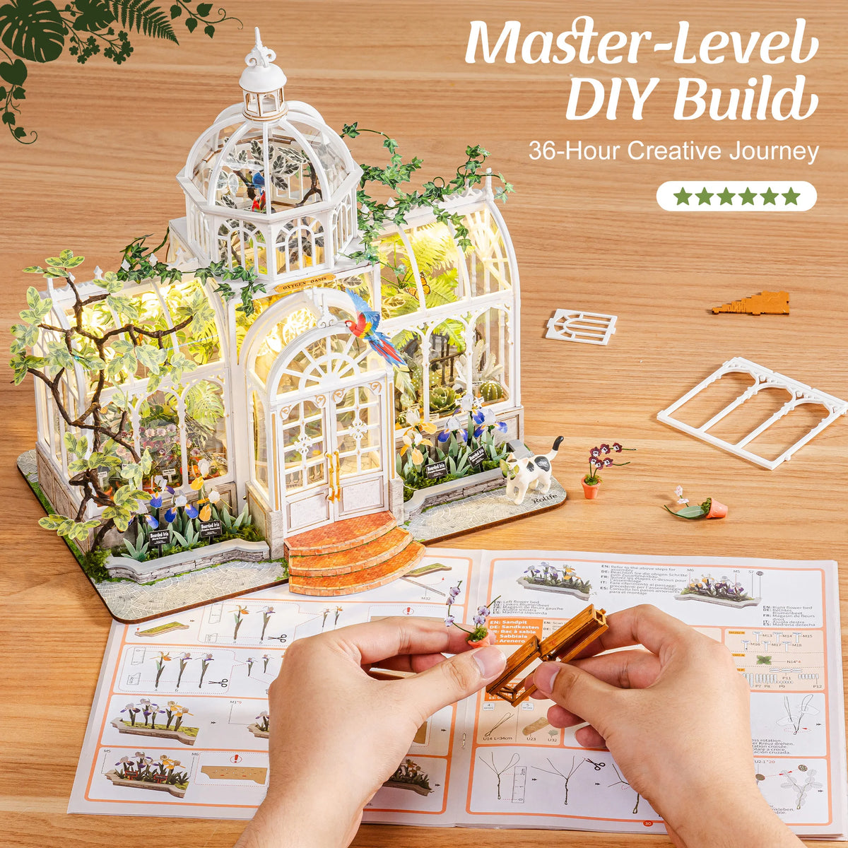 Rolife Wooden Dollhouse 3D Puzzle Oxygen Oasis Led Craft Kit