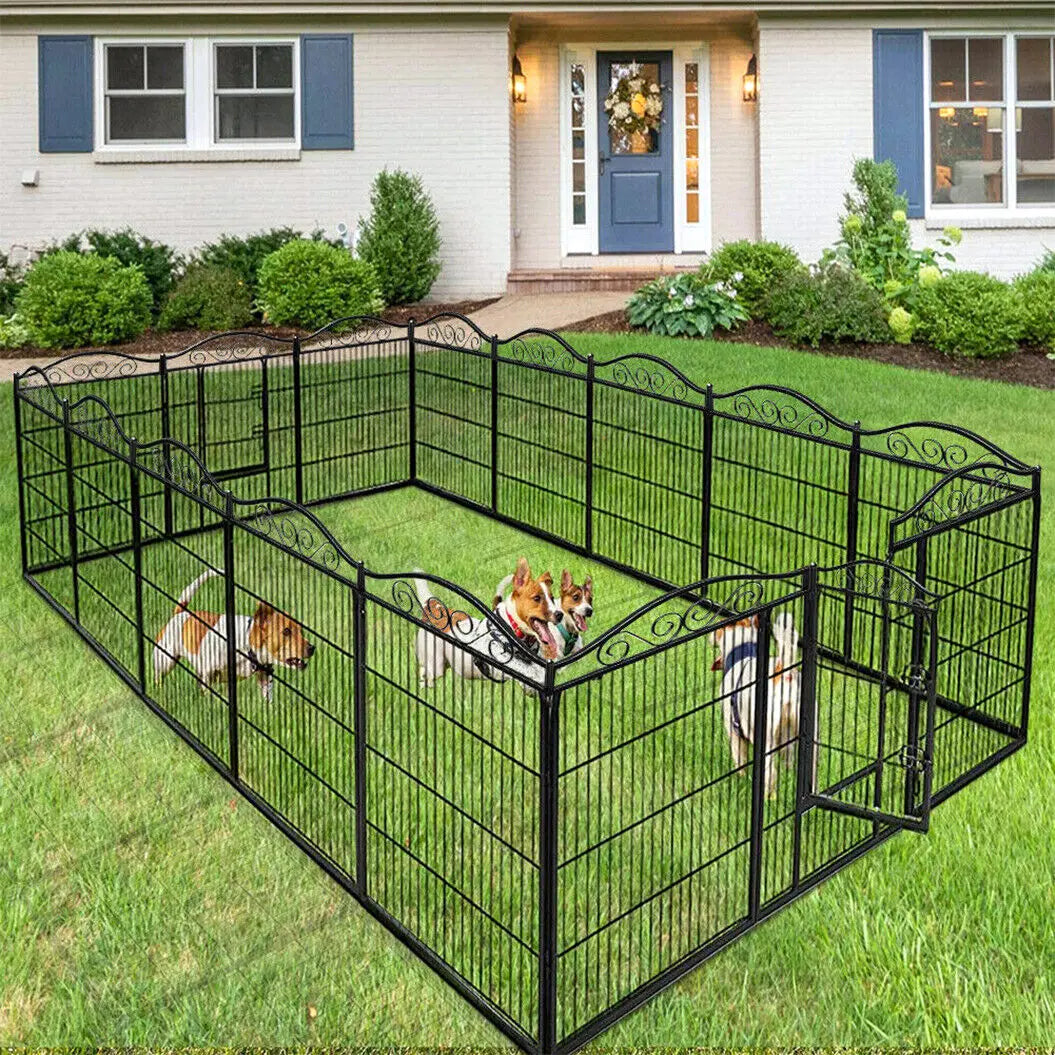 8 Panels Heavy Duty Metal Dog Playpen Indoor Outdoor Foldable Exercise Fence with Gate for Small/Medium Dogs